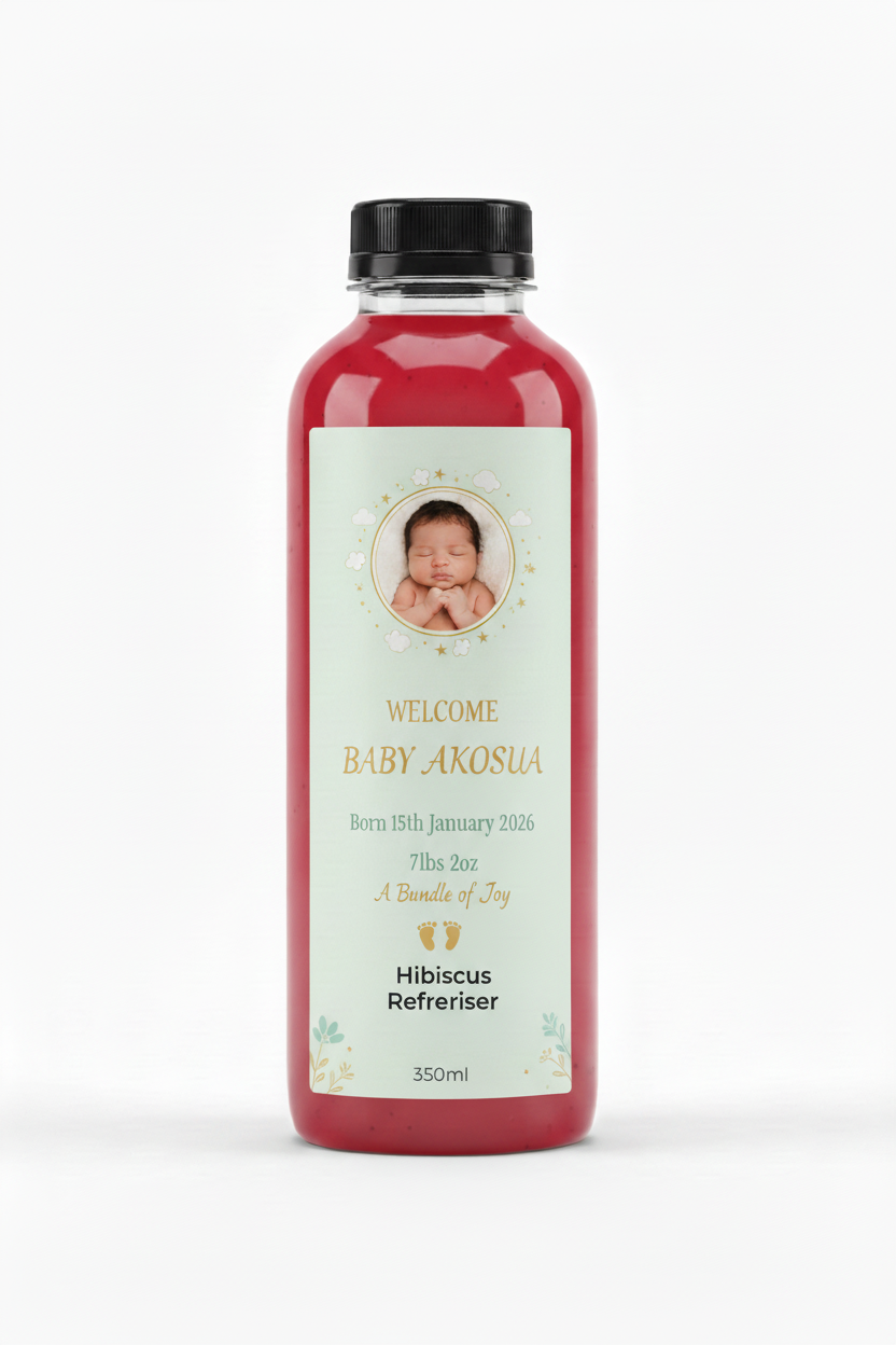Hibiscus Pineapple Refresher Birth Announcement Custom Label