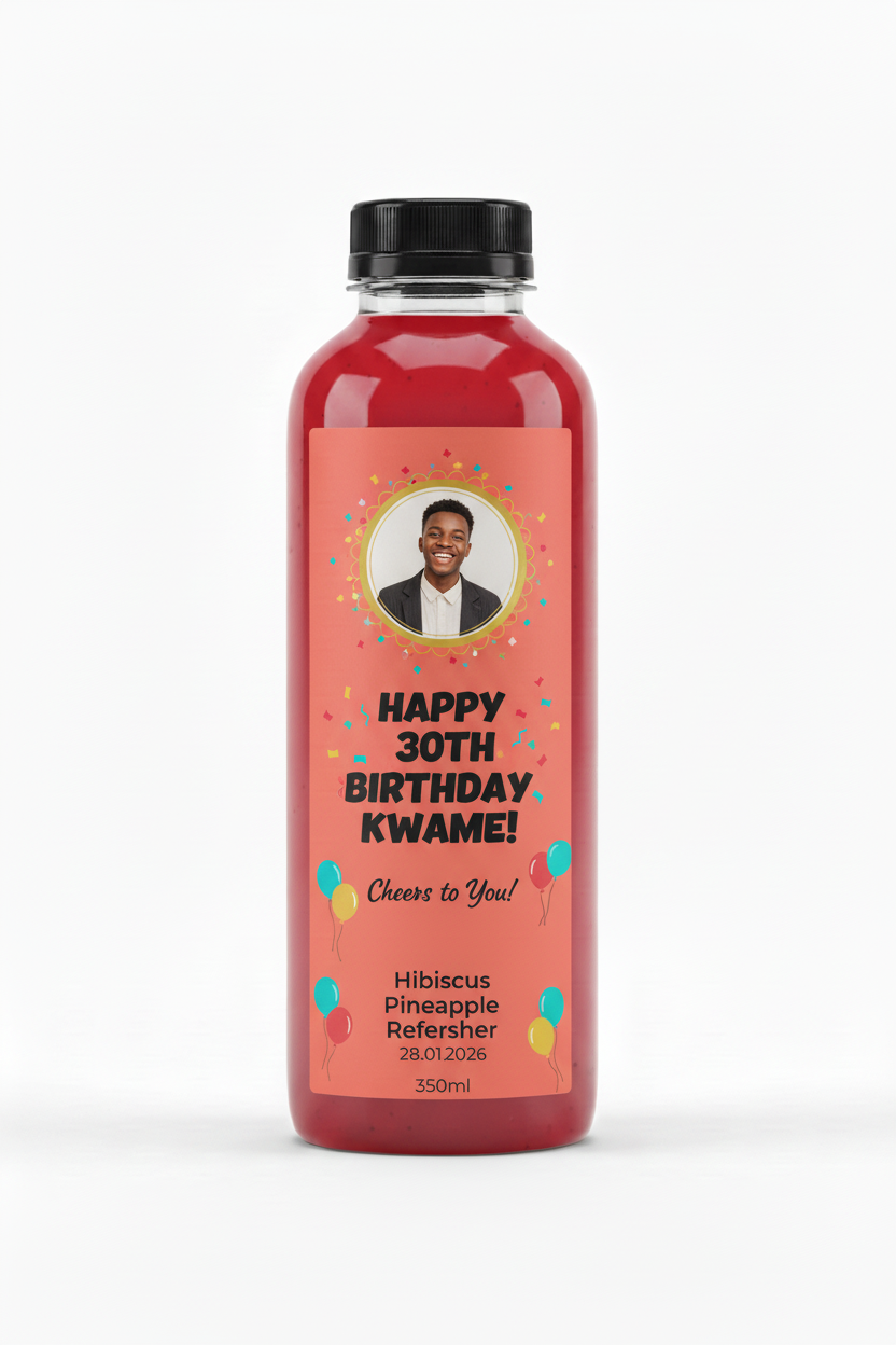 Hibiscus Pineapple Refresher Birthday Custom Label
